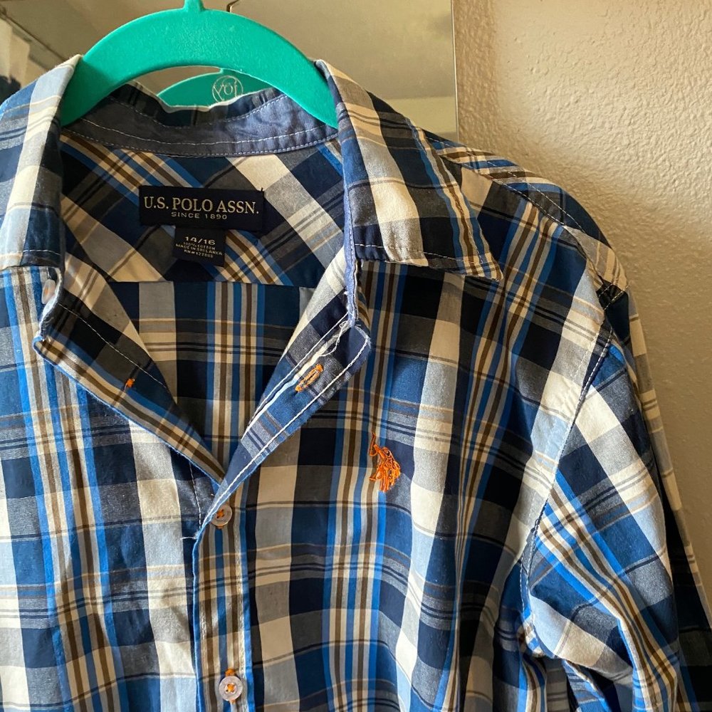 <3/$20> U.S. Polo Assn Plaid Boys Button Down